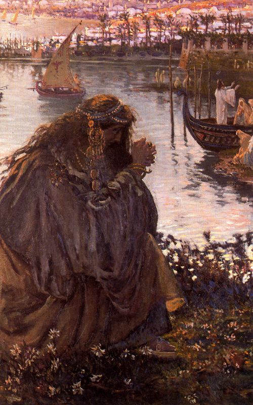Magdalena contemplando a Jesús, vintage artwork by Antonio Muñoz Degrain, 12x8" (A4) Poster