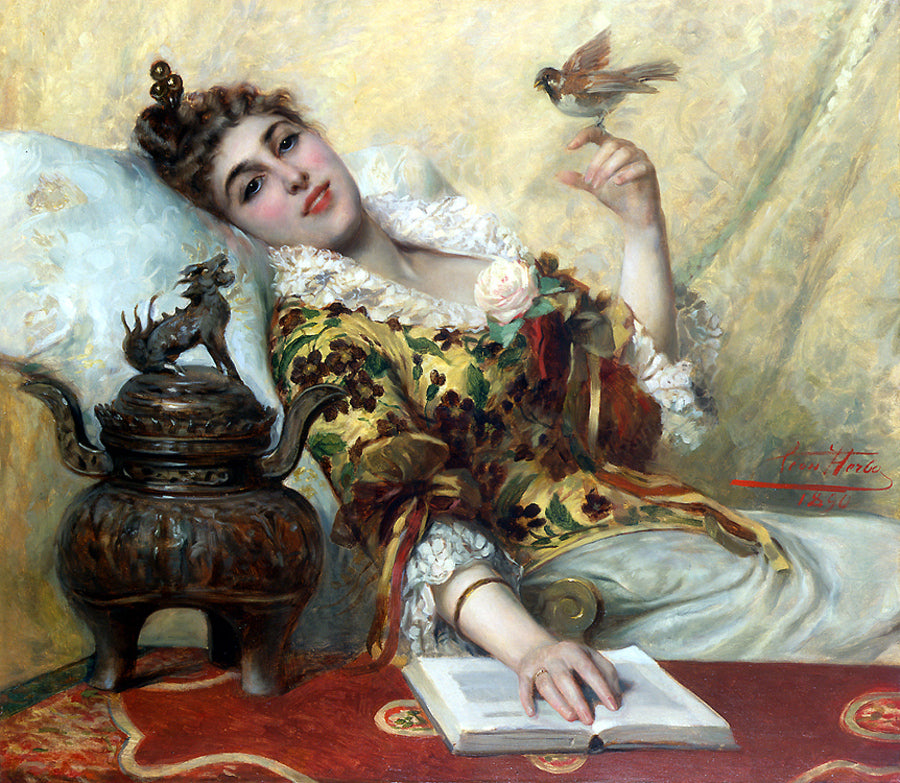 La Charmeuse, vintage artwork by Leon Herbo, 12x8" (A4) Poster