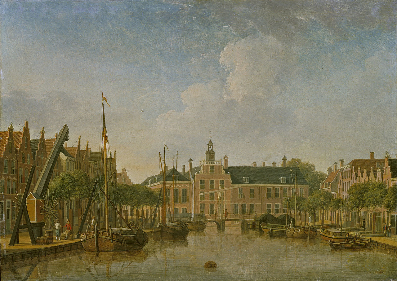 The Hague, the Bierkade and Groenewegje with a view on the Spui, vintage artwork by Jan ten Compe, 12x8" (A4) Poster