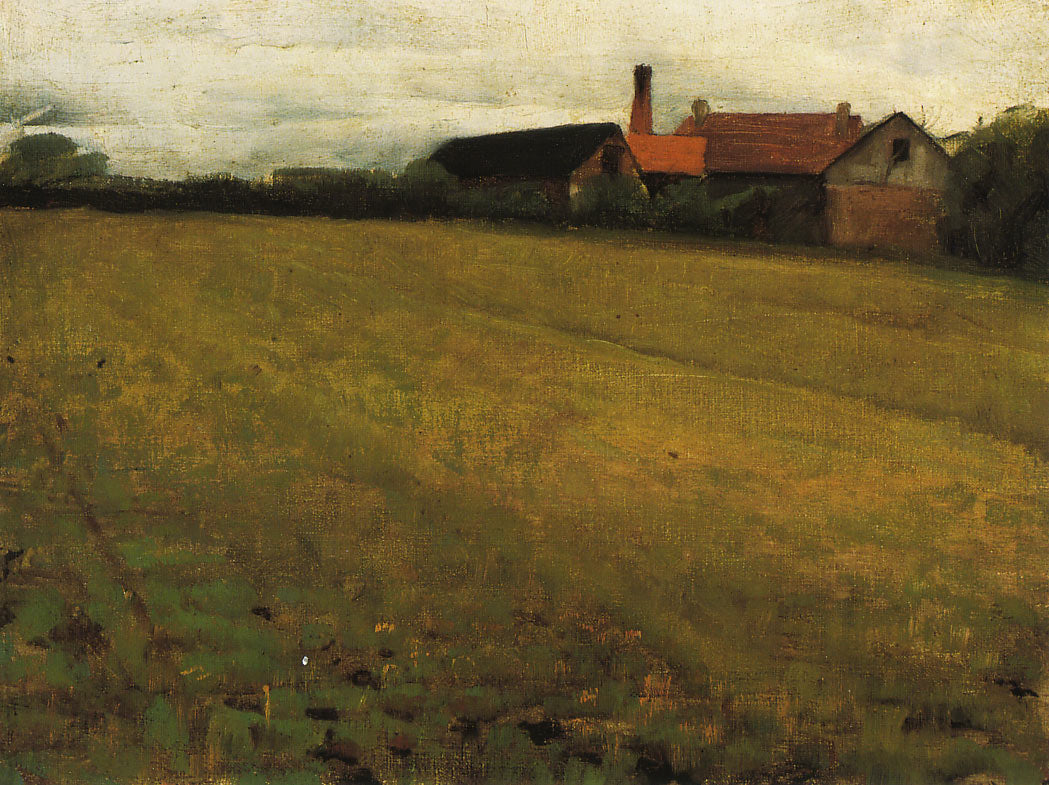 Landscape with Farm Building, vintage artwork by Cecilia Beaux, 12x8" (A4) Poster
