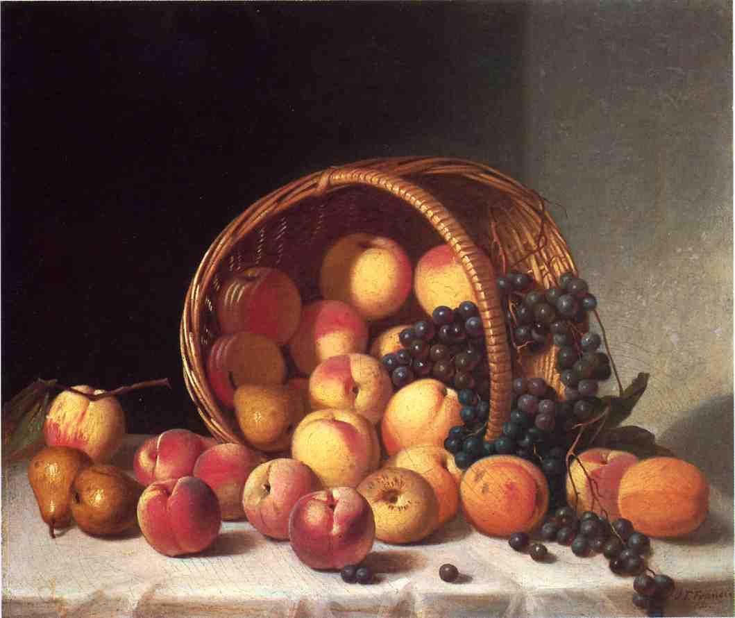 Still Life with a Basket of Fruit, vintage artwork by John F. Francis, A3 (16x12") Poster Print