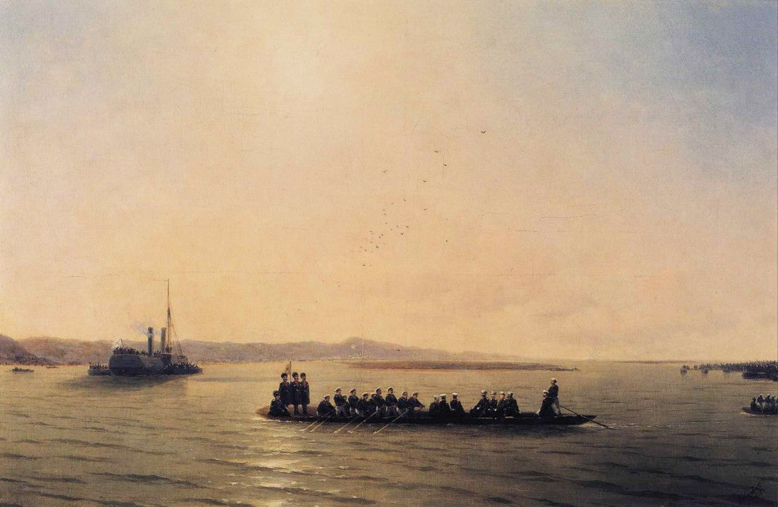 Alexander II Crossing the Danube, vintage artwork by Ivan Constantinovich Aivazovsky, A3 (16x12") Poster Print
