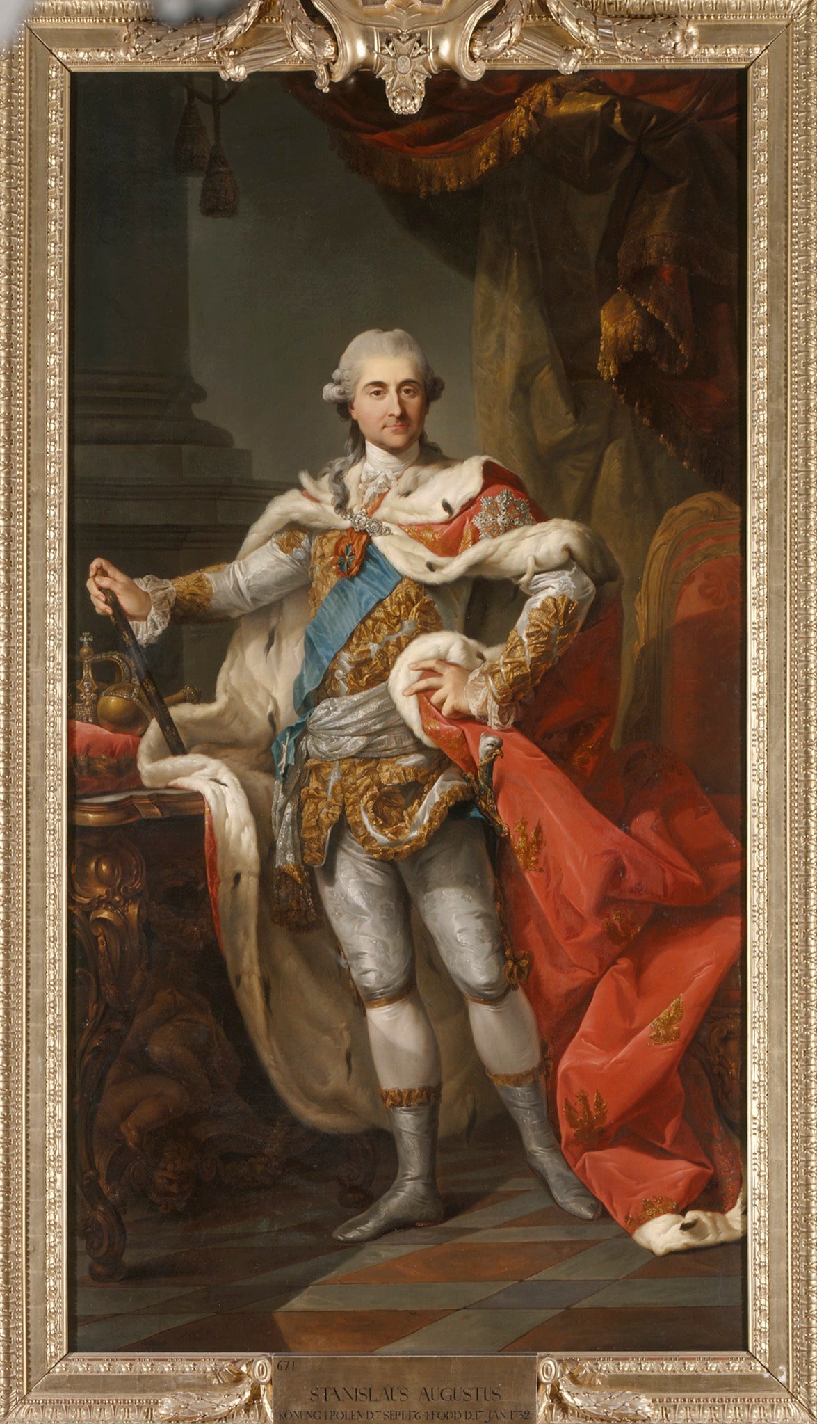 Stanislaus II August, King of Poland, vintage artwork by Marcello Bacciarelli, 12x8" (A4) Poster