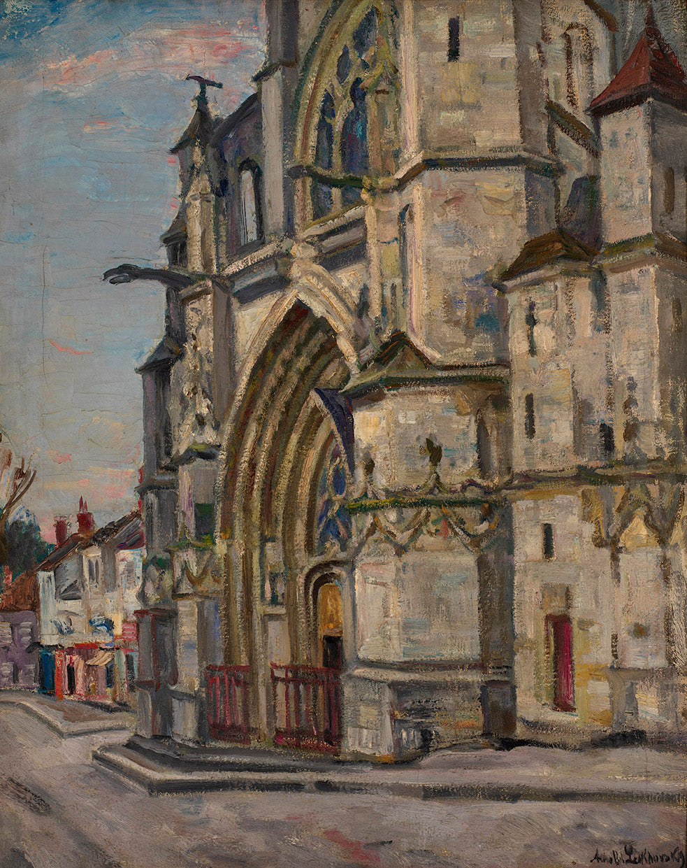 Cathedral Entrance, vintage artwork by Arnold Borisovich Lakhovsky, 12x8" (A4) Poster