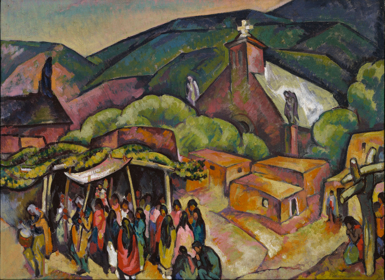 Feast Day: San Juan Pueblo, vintage artwork by William Penhallow Henderson, 12x8" (A4) Poster