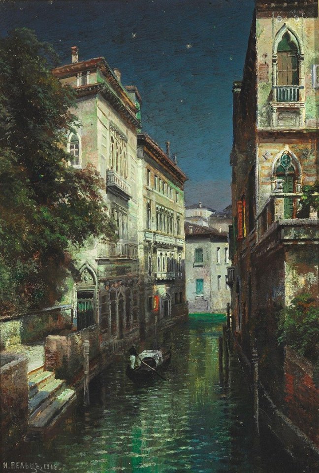 Venice in the Moonlight by Ivan Weltz,A3(16x12")Poster