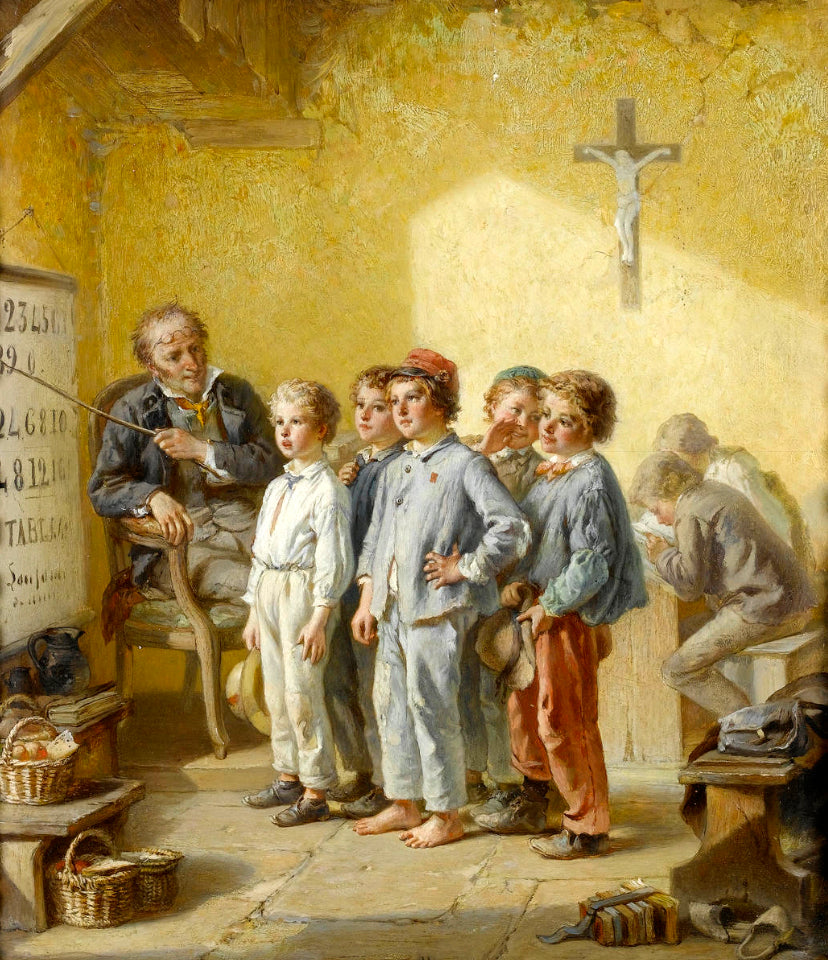 A Lesson in Mathematics, vintage artwork by Francois-Louis Lanfant de Metz, A3 (16x12") Poster Print