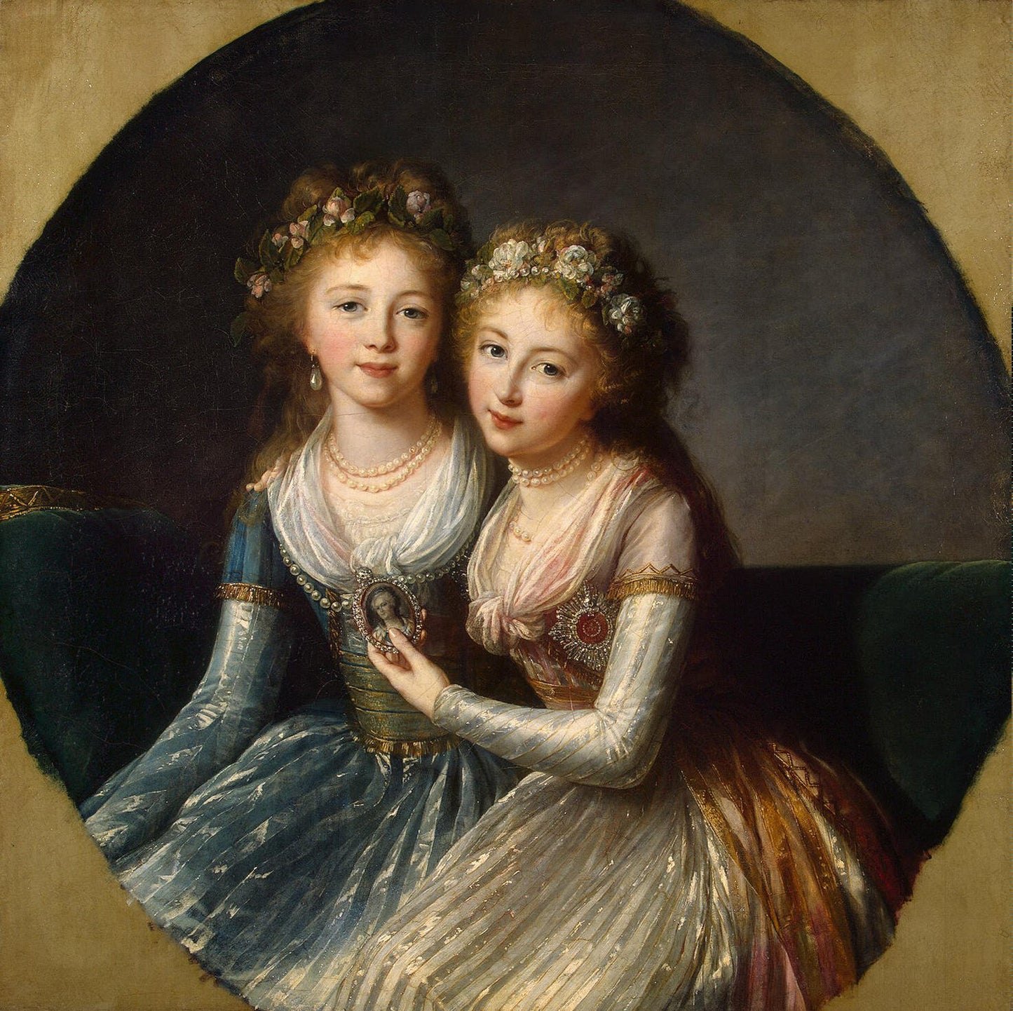 Alexandra and Elena, Daughters of Paul I of Russia, vintage artwork by Élisabeth Vigee-Lebrun, 12x8" (A4) Poster