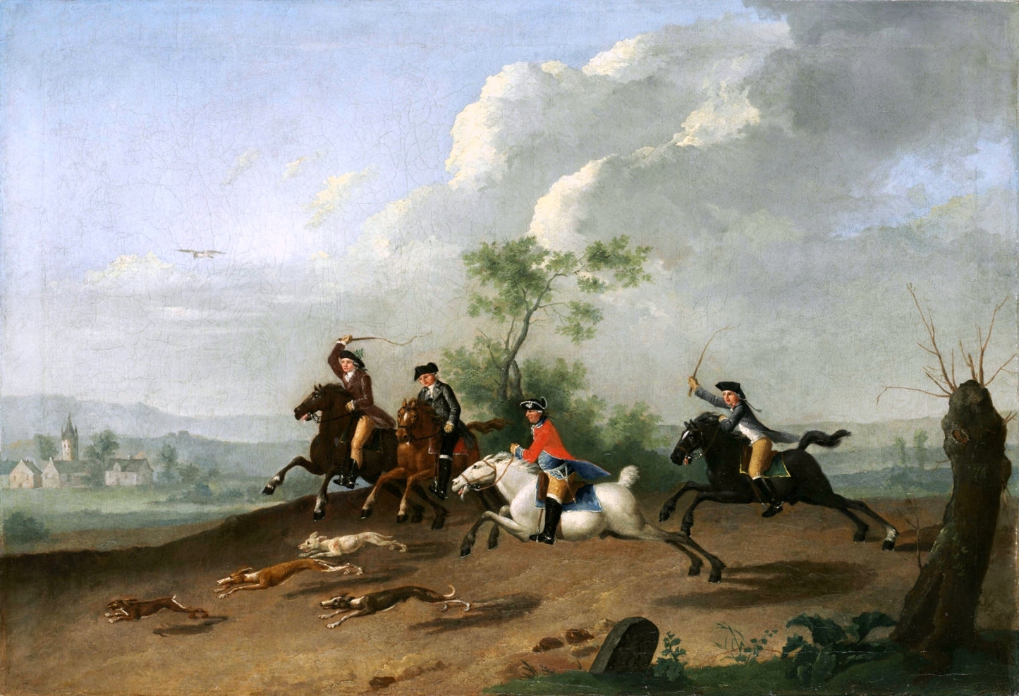 Landgrave Frederick II Hunting Hare, vintage artwork by Johann Heinrich Tischbein the Elder, 12x8" (A4) Poster