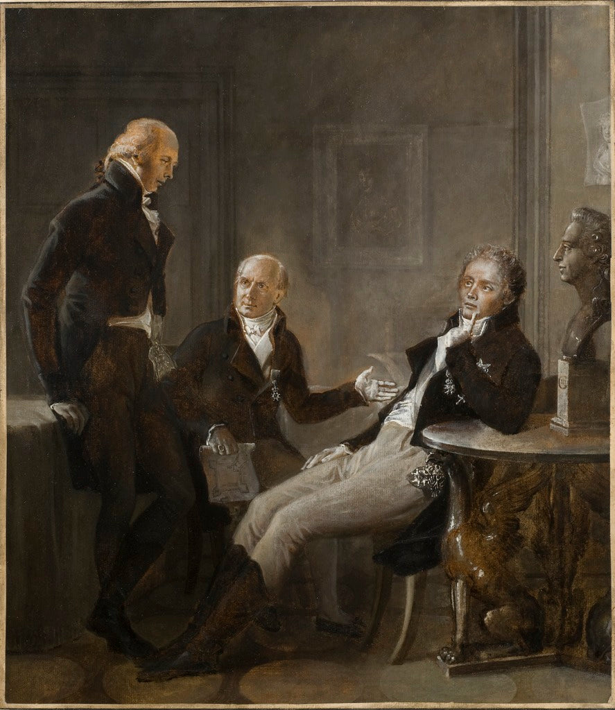 Gustaf Mauritz Armfelt, Johan Fredrik Aminoff and Johan Albrekt Ehrenström, vintage artwork by Rene-Thodore Berthon, 12x8" (A4) Poster