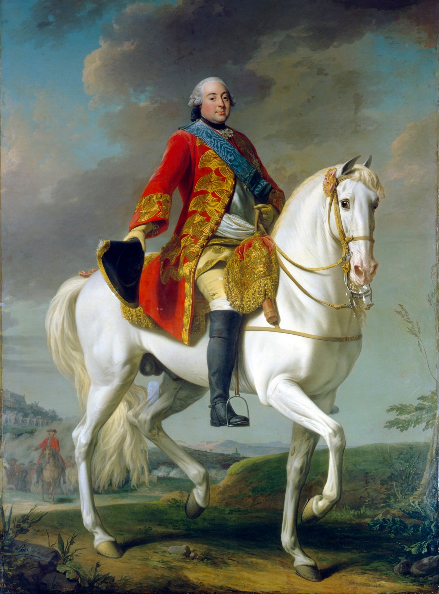 Louis-Philippe, Duc D'Orleans, Saluting His Army on the Battlefield, vintage artwork by Alexander Roslin, 12x8" (A4) Poster