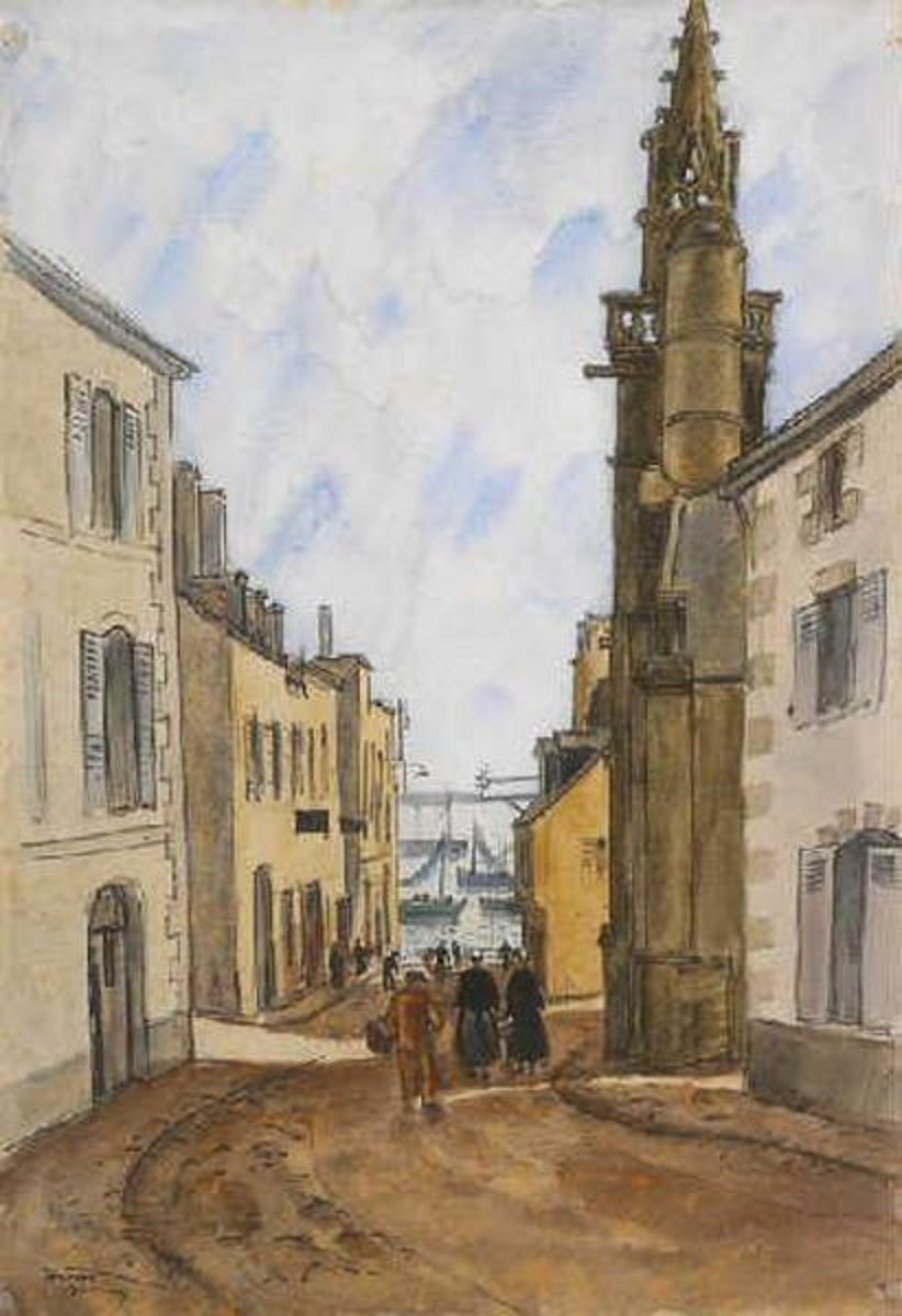 Rue Monte-au-Ciel à Douarnenez by Louis-Robert Antral,16x12(A3) Poster