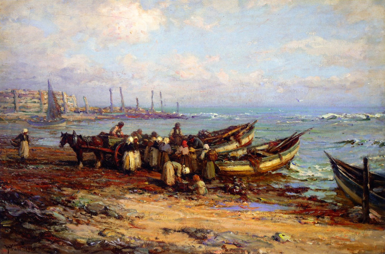 Collecting the Catch, vintage artwork by William Pratt, 12x8" (A4) Poster