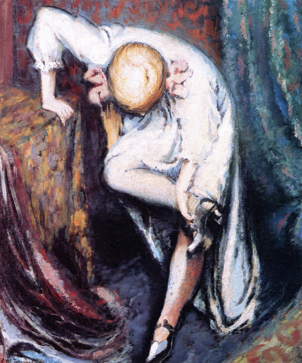 oung Girl Putting on Her Shoes by Aksel Waldemar Johannessen,16x12(A3) Poster