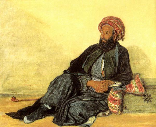 A Reclining Turk. Painted in Copenhagen from Nature, vintage artwork by Martinus Rørby e, A3 (16x12") Poster Print