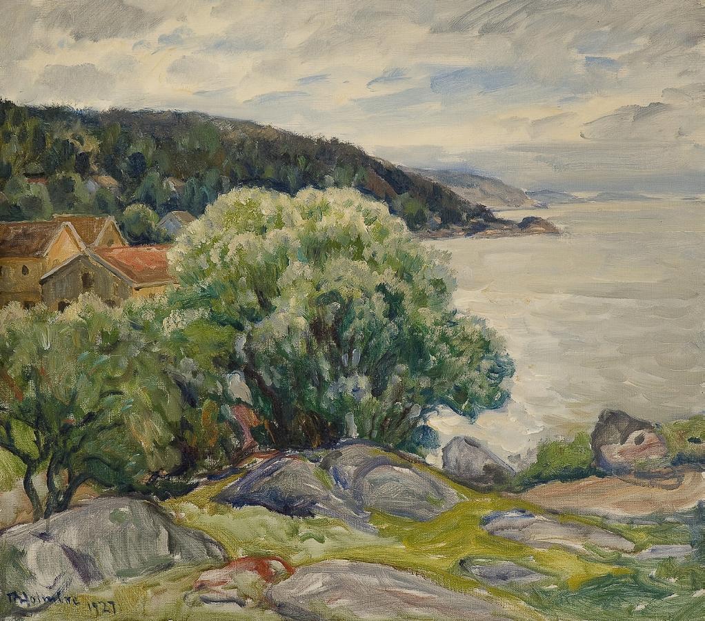 Landscape near Hvitsten, vintage artwork by Thorolf Holmboe, 12x8" (A4) Poster
