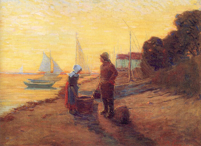 Shore Scene, Sunset by Willie Betty Newman,A3(16x12")Poster