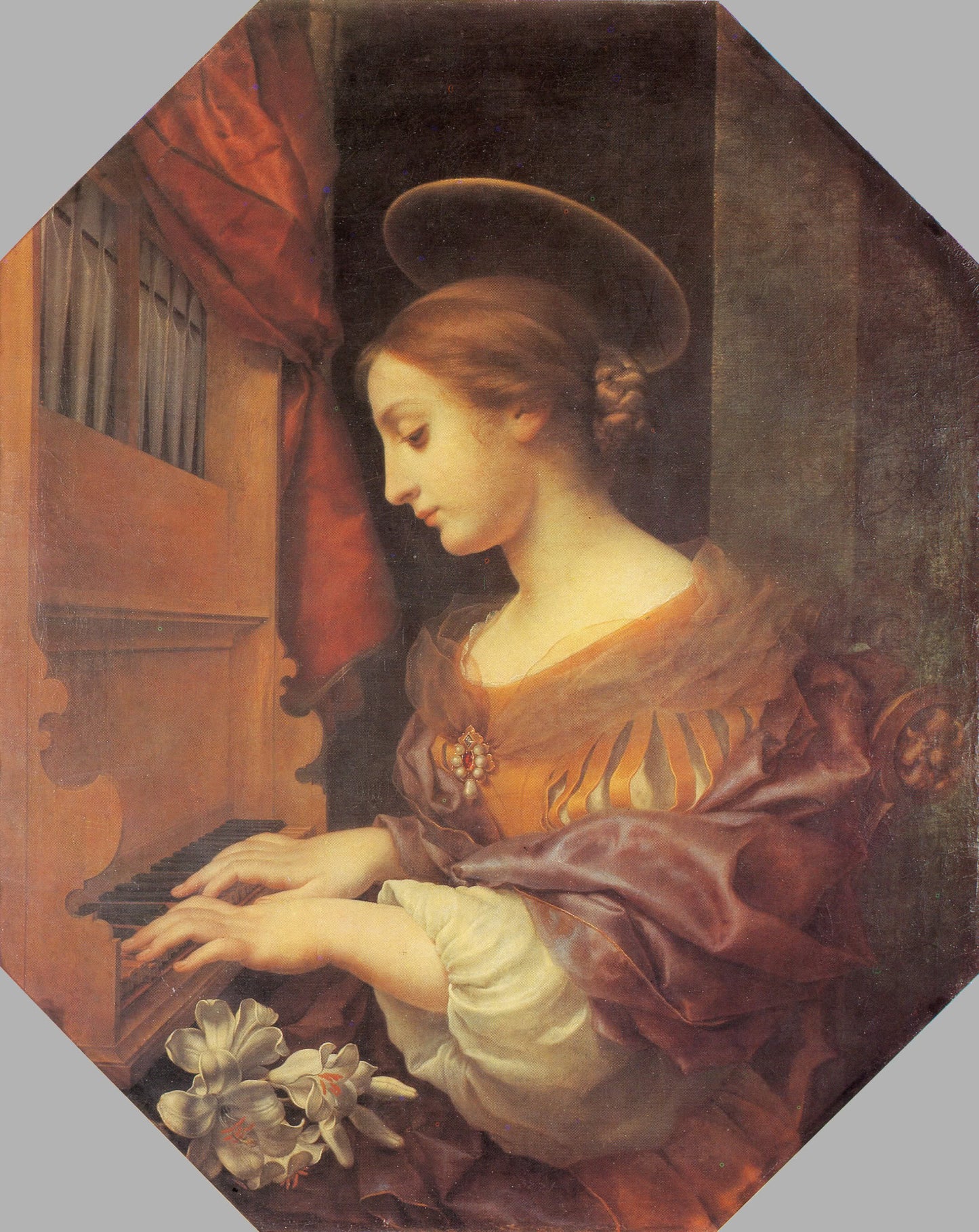 St Cecilia at the Organ, vintage artwork by Carlo Dolci, 12x8" (A4) Poster