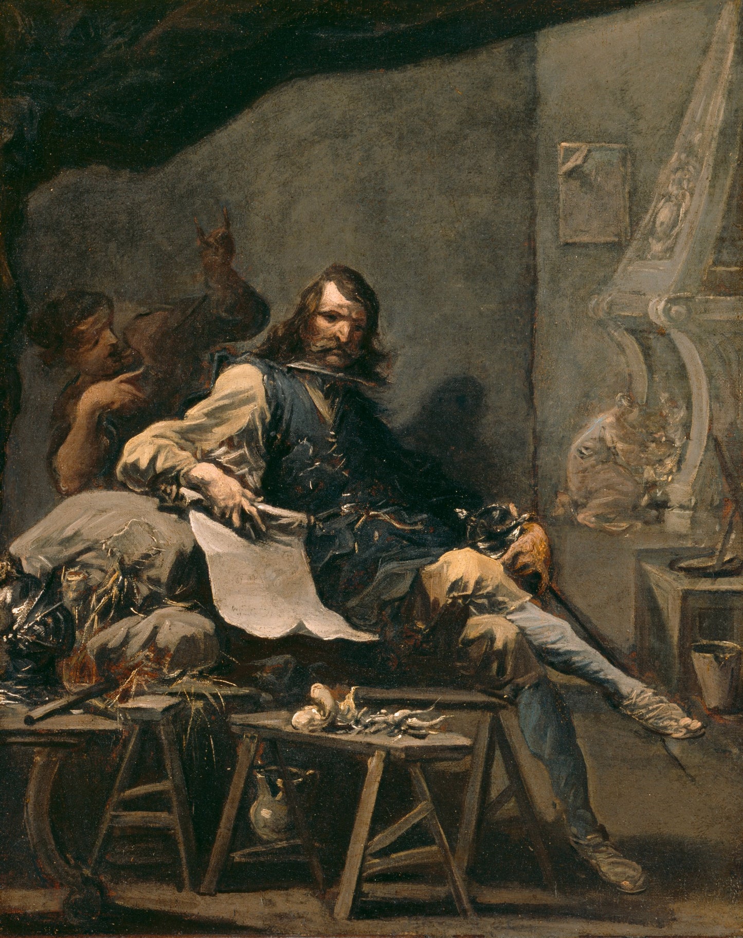 Satire on a Noble Man in Misery, vintage artwork by Alessandro Magnasco, 12x8" (A4) Poster