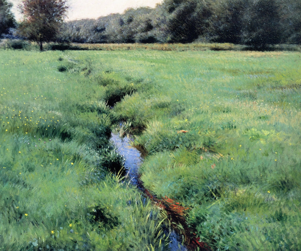 The Brook, Medfield, vintage artwork by Dennis Miller Bunker, 12x8" (A4) Poster