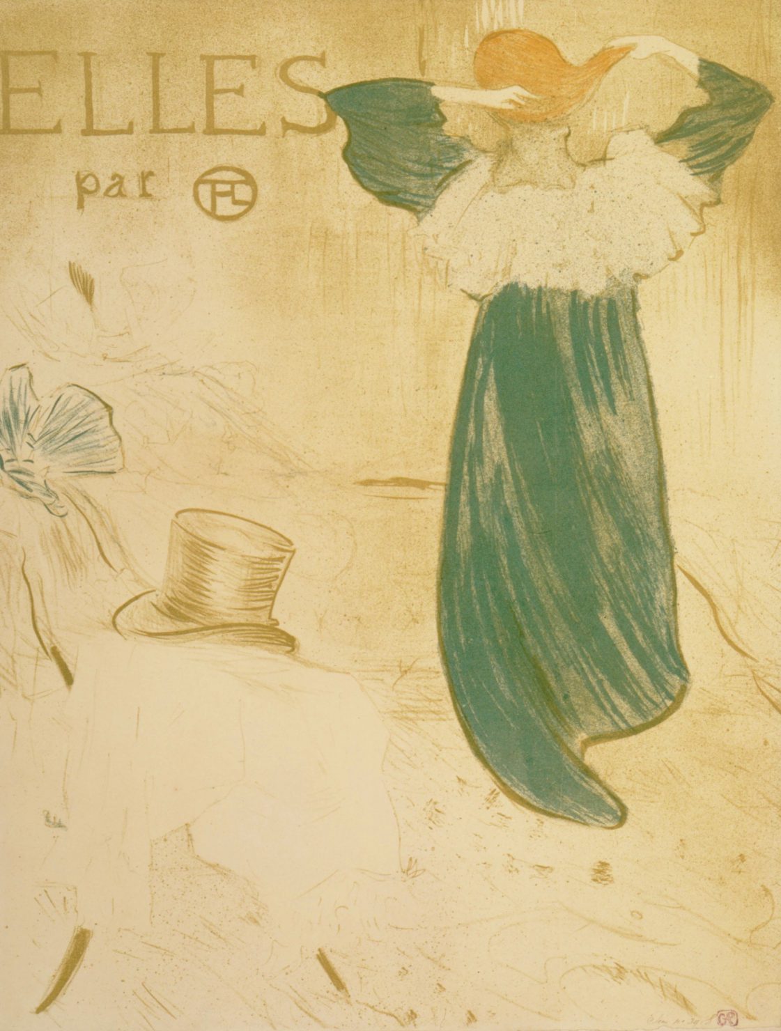 Elles: Frontispiece, vintage artwork by Henri de Toulouse-Lautrec, 12x8" (A4) Poster