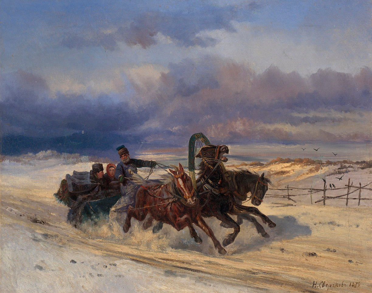 Russian Sleigh, vintage artwork by Nikolai Sverchkov, A3 (16x12") Poster Print