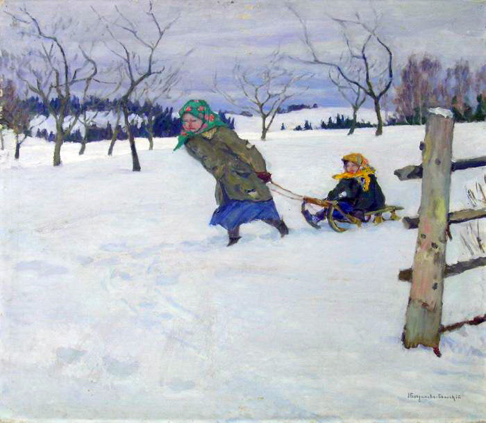 Going to Grandmother by Nikolai Petrovich Bogdanov-Belsky,A3(16x12")Poster