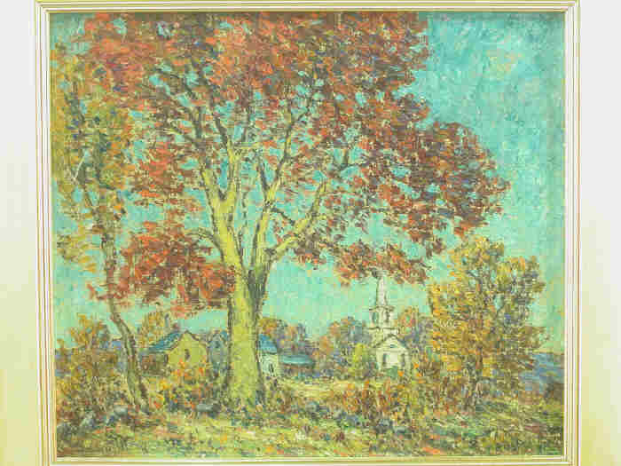 Fall Landscape with Church by Robert Lewis Reid,A3(16x12")Poster