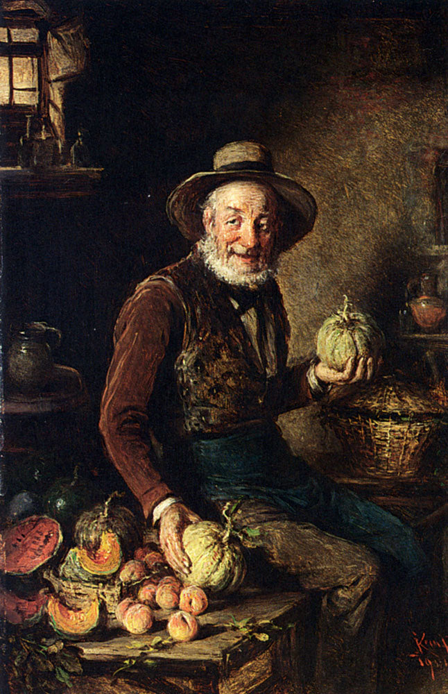 The Pumpkin Seller, vintage artwork by Hermann Kern, 12x8" (A4) Poster