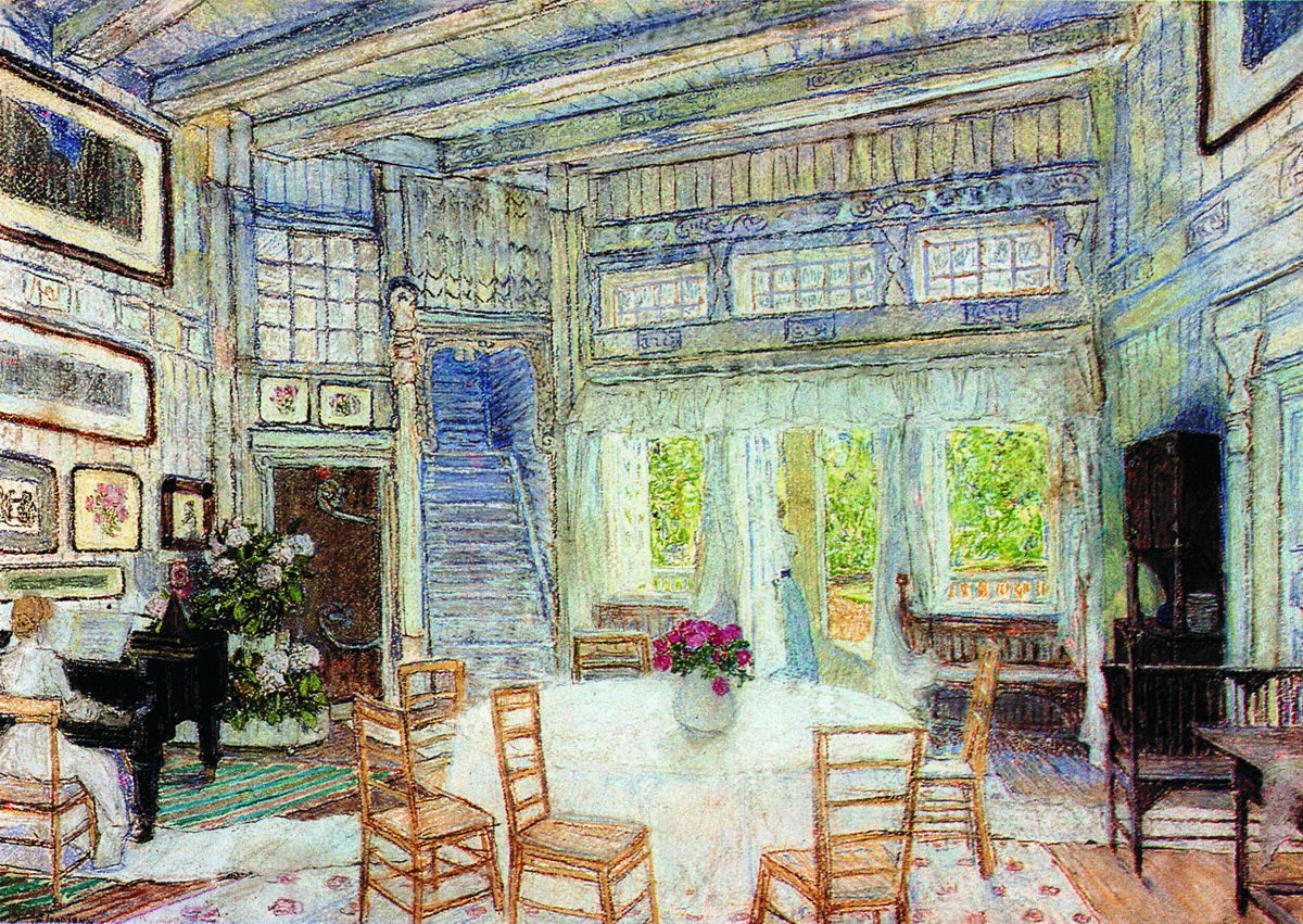 Interior of a Dining Room, vintage artwork by Alexander Golovin, 12x8" (A4) Poster