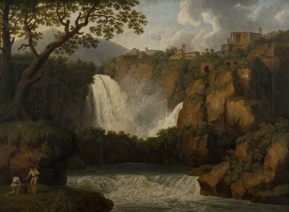 Falls of Tivoli, vintage artwork by Jakob Philipp Hackert, 12x8" (A4) Poster