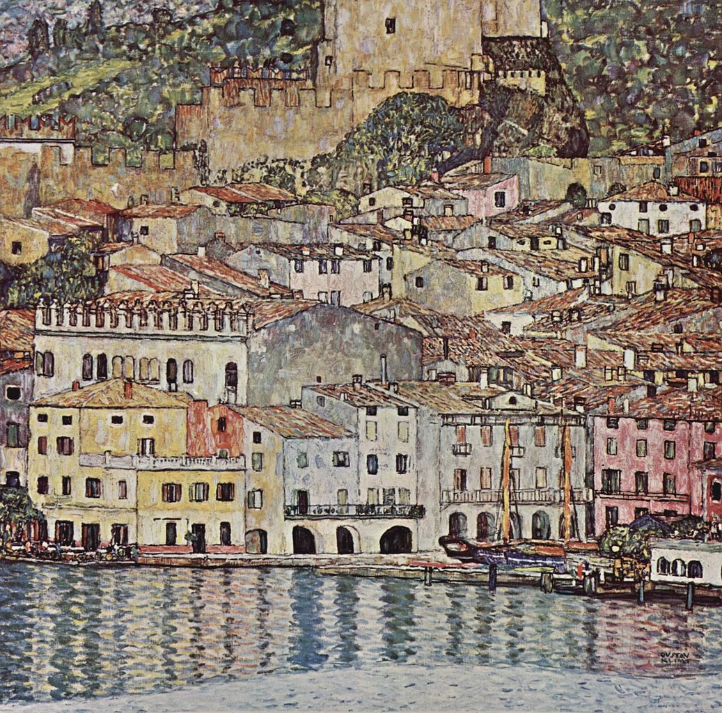 Malcesine on Lake Garda, vintage artwork by Gustav Klimt, 12x8" (A4) Poster