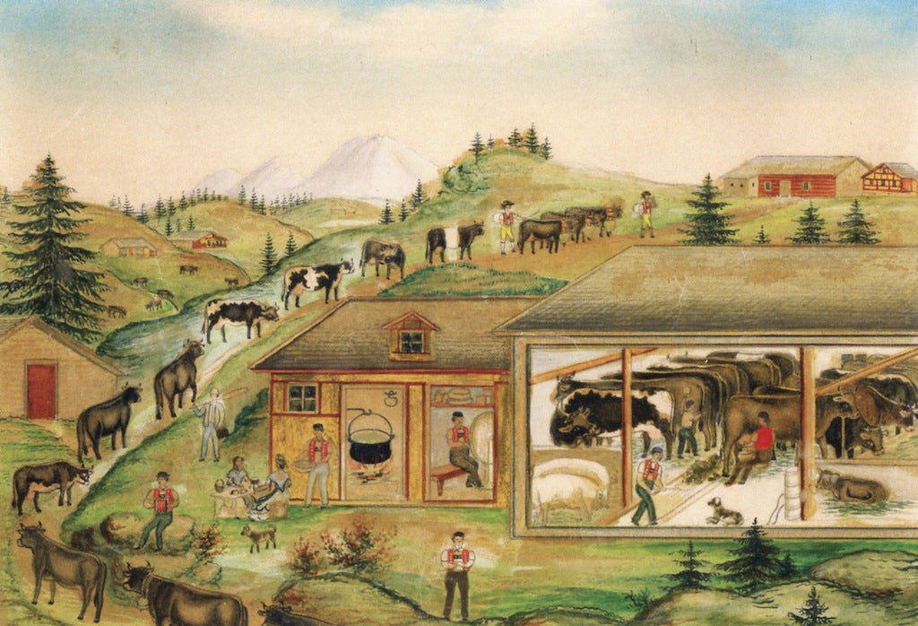 Alpaufzug, vintage artwork by Babeli Giezendanner, 12x8" (A4) Poster