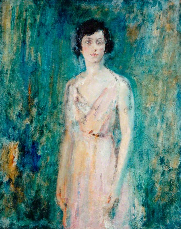 Lady in a Pink Dress by Ambrose McEvoy,16x12(A3) Poster