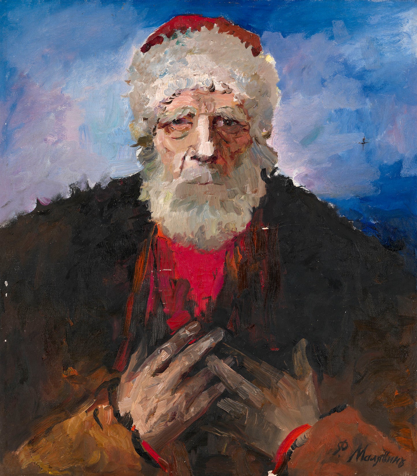 Portrait of an Old Bearded Man by Filipp Andreevich Maliavin,A3(16x12")Poster
