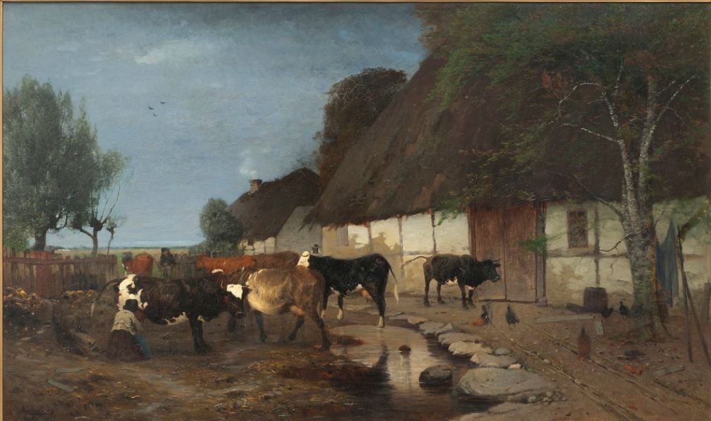 Farmstead in Skåne, vintage artwork by Anders Kallenberg, 12x8" (A4) Poster