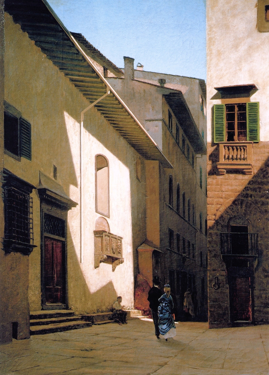 Santa Maria dei Bardi a Firenze, vintage artwork by Telemaco Signorini, 12x8" (A4) Poster
