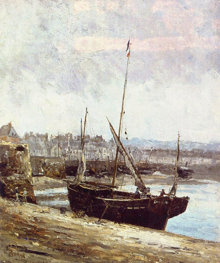 Boats at Low Tide, Dieppe by Frank Myers Boggs,A3(16x12")Poster