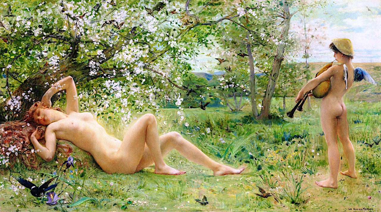 The Awakening of Spring, vintage artwork by Luc-Olivier Merson, 12x8" (A4) Poster