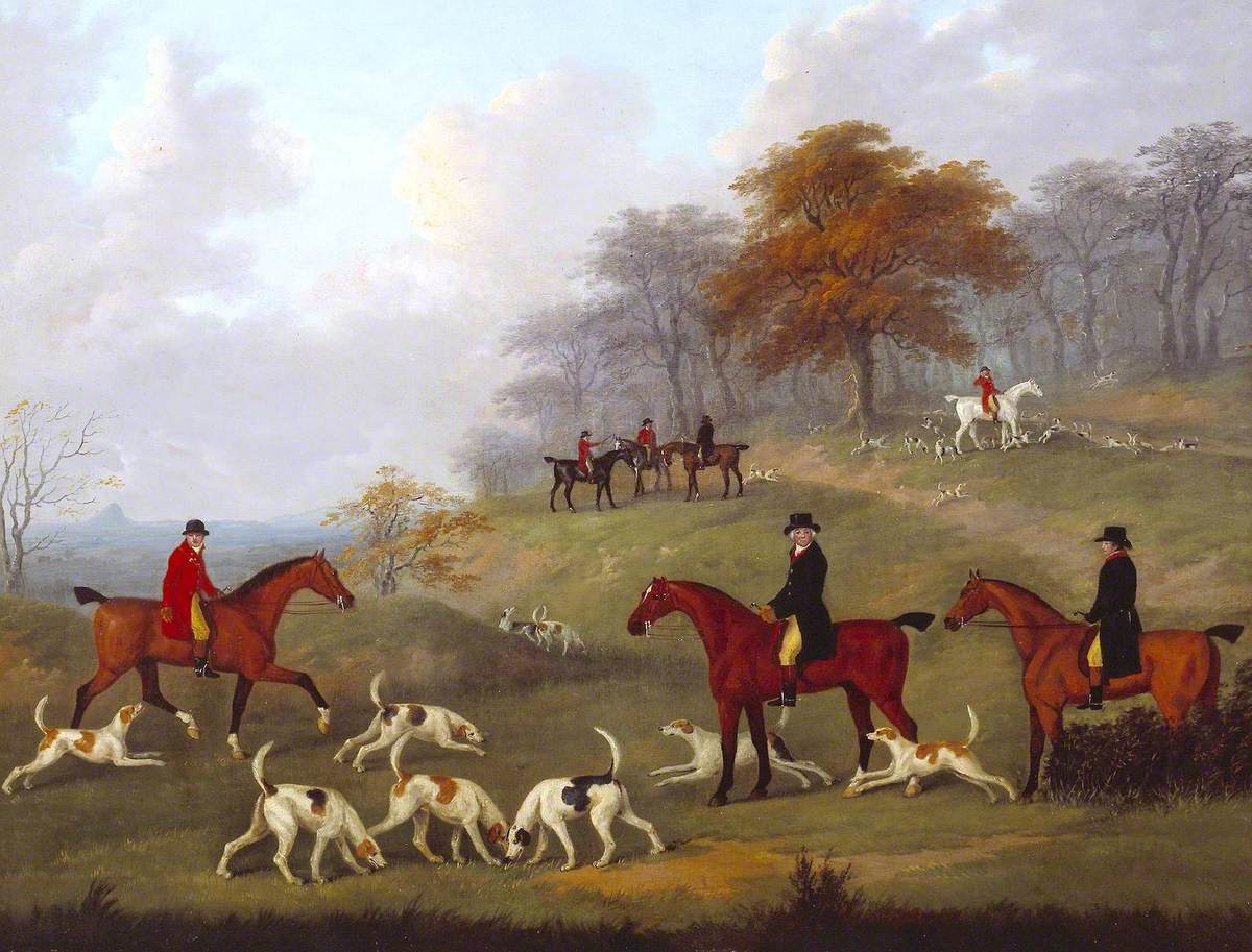The Earl of Darlington Fox-Hunting with the Raby Pack: Drawing Cover, vintage artwork by John Nost Sartorius, 12x8" (A4) Poster
