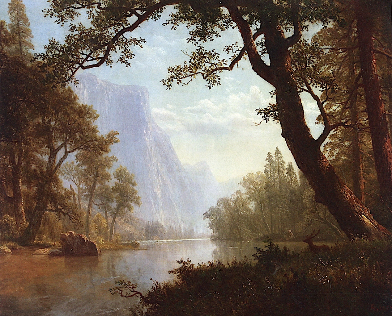 El Capitan, Yosemite, vintage artwork by Albert Bierstadt, 12x8" (A4) Poster