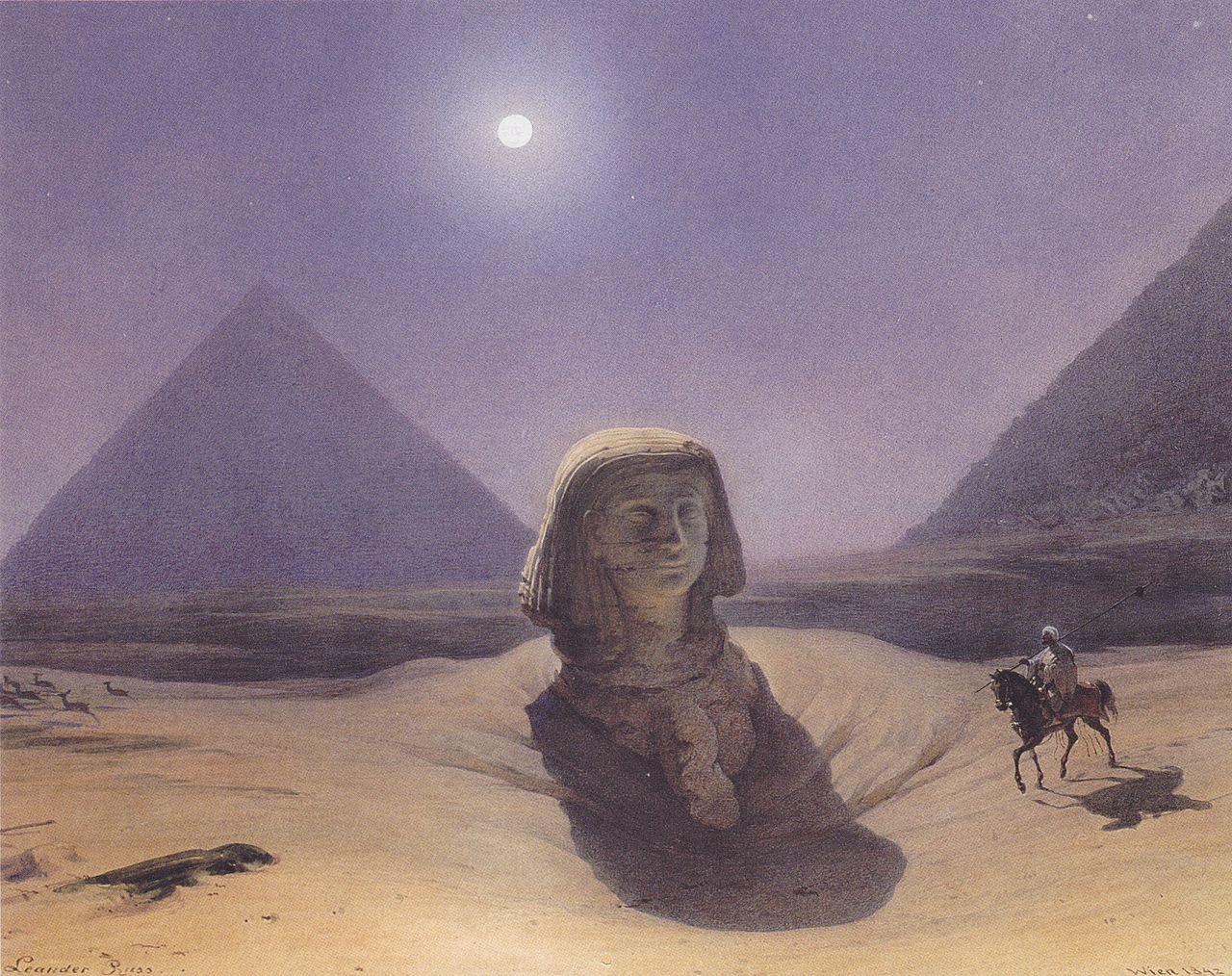 At the pyramids, vintage artwork by Leander Russ, A3 (16x12") Poster Print