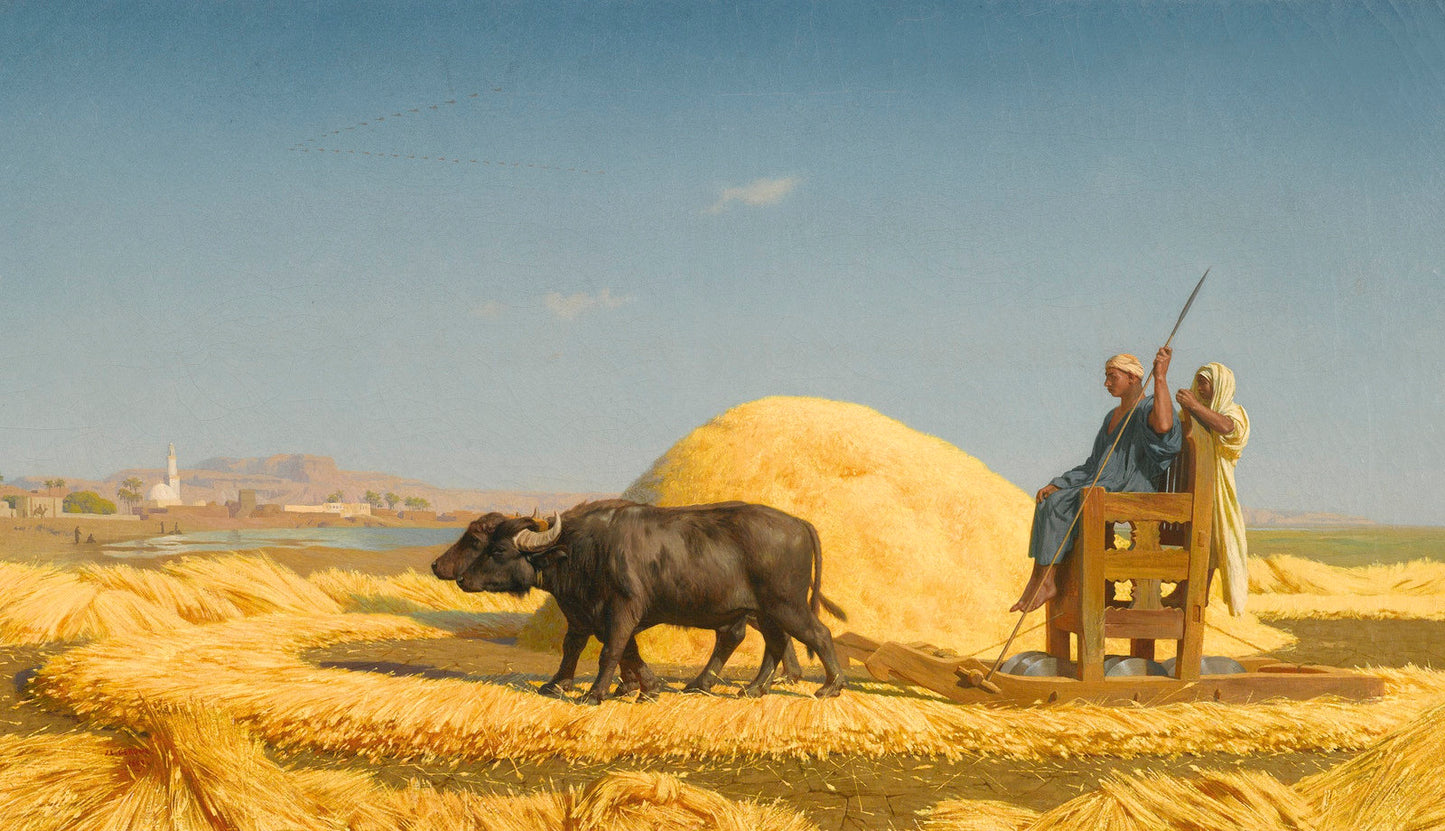 The Grain Threshers, Egypt, vintage artwork by Jean-Leon Gerôme, 12x8" (A4) Poster