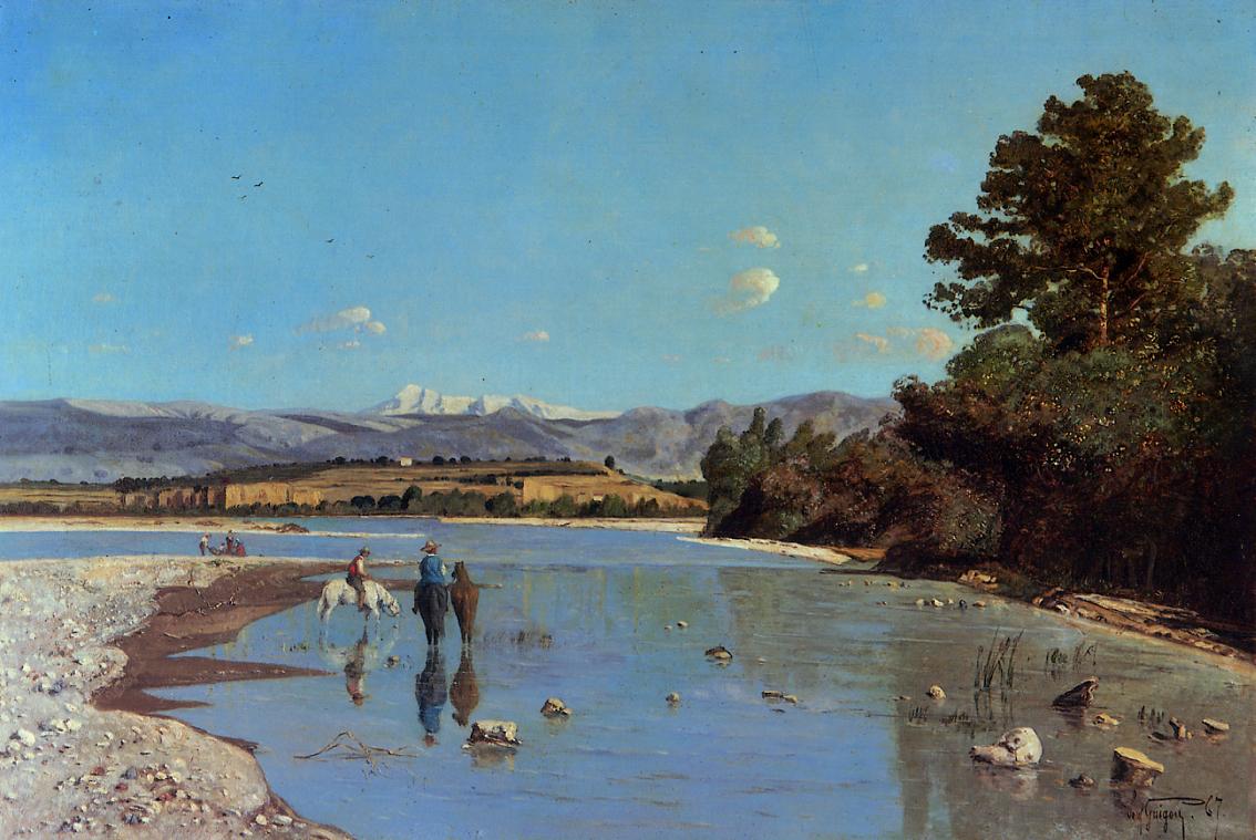 The Banks of the Durance at Puivert, vintage artwork by Paul-Camille Guigou, 12x8" (A4) Poster