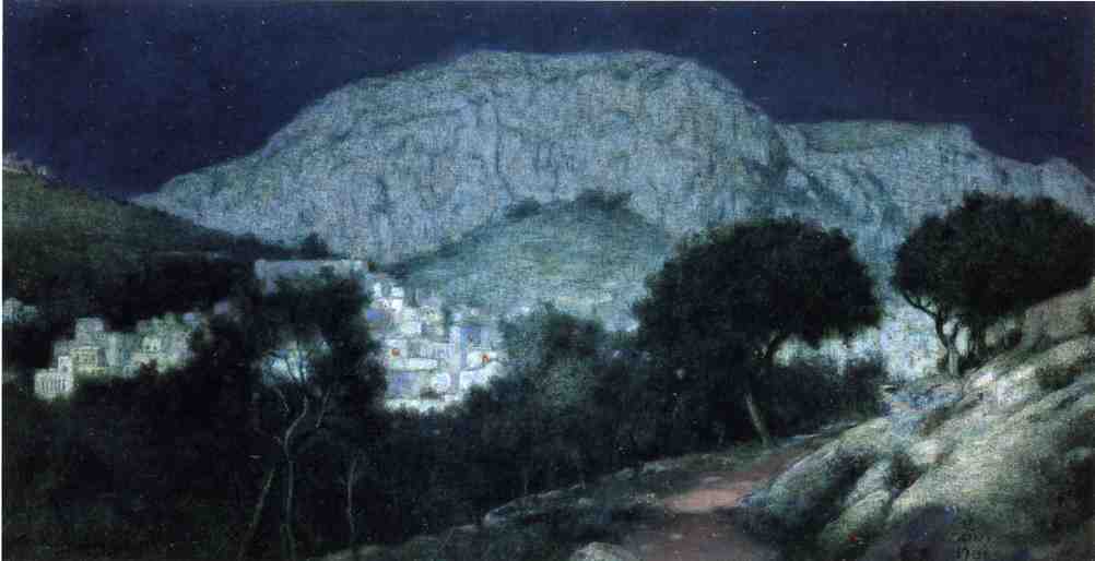 Moonlight Capri, vintage artwork by Charles Caryl Coleman, 12x8" (A4) Poster
