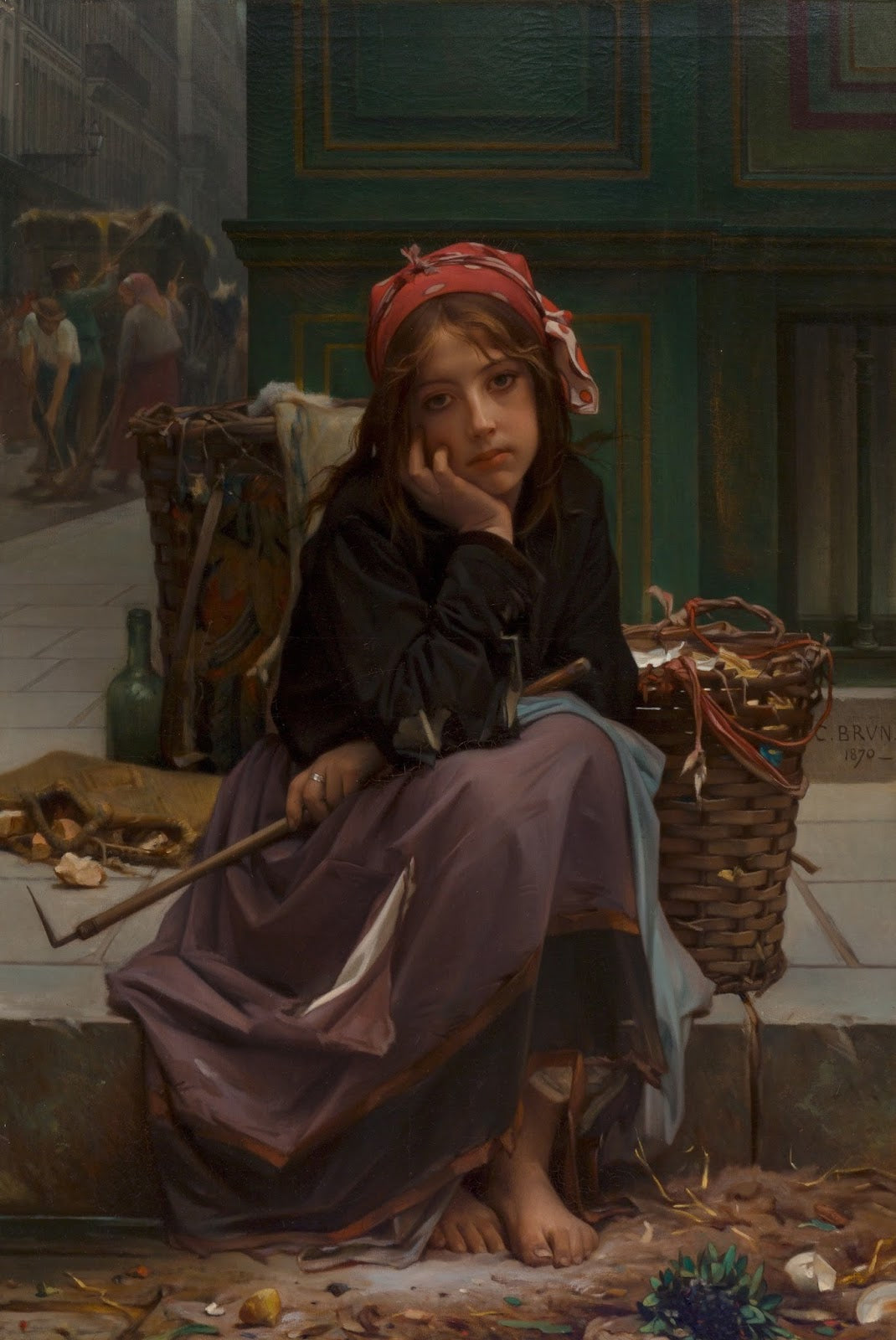 The Young Rag Seller, vintage artwork by Guillaume Charles Brun, 12x8" (A4) Poster