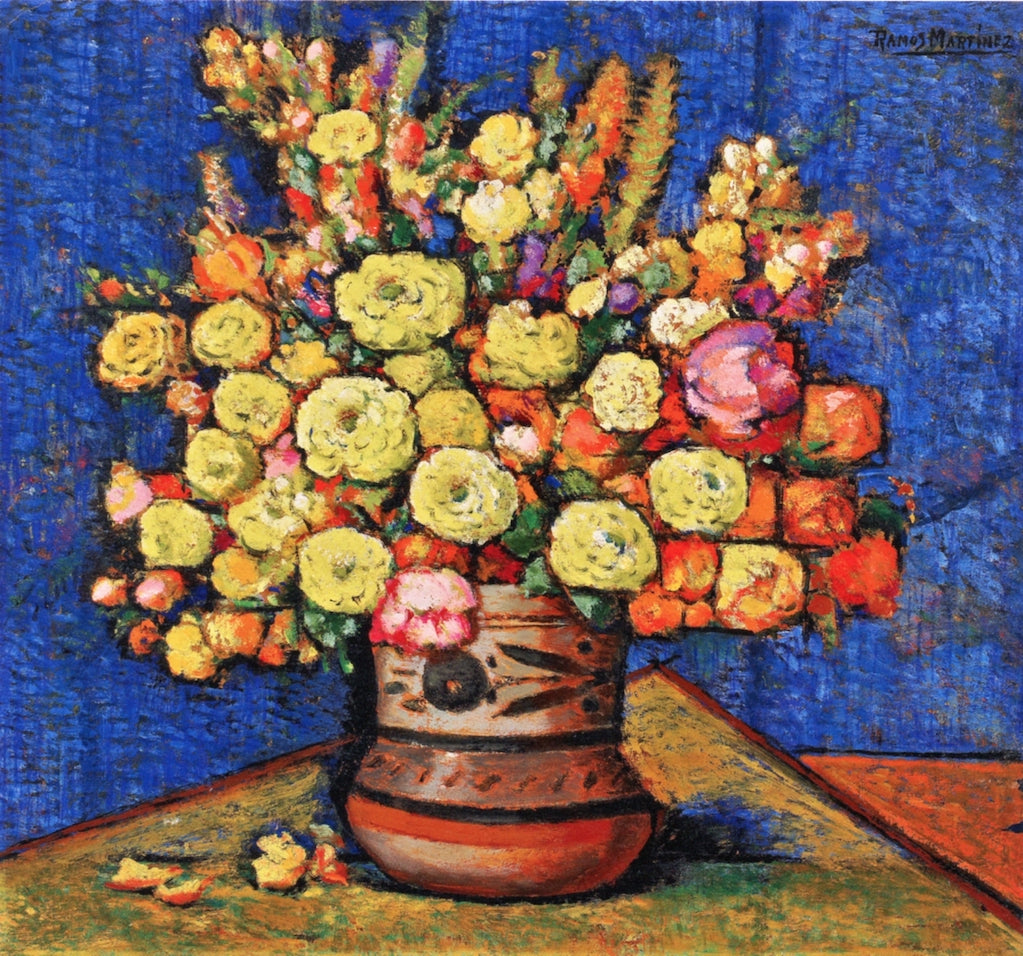 Flores en Jarro Mexicano, vintage artwork by Alfredo Ramos Martinez, 12x8" (A4) Poster