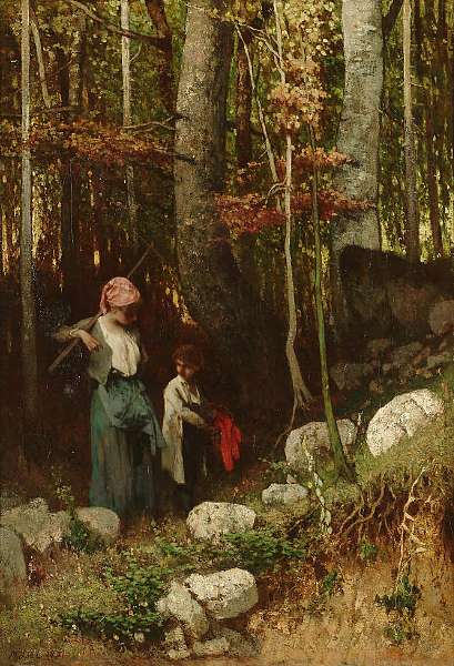In the forest, vintage artwork by Max Michael, 12x8" (A4) Poster