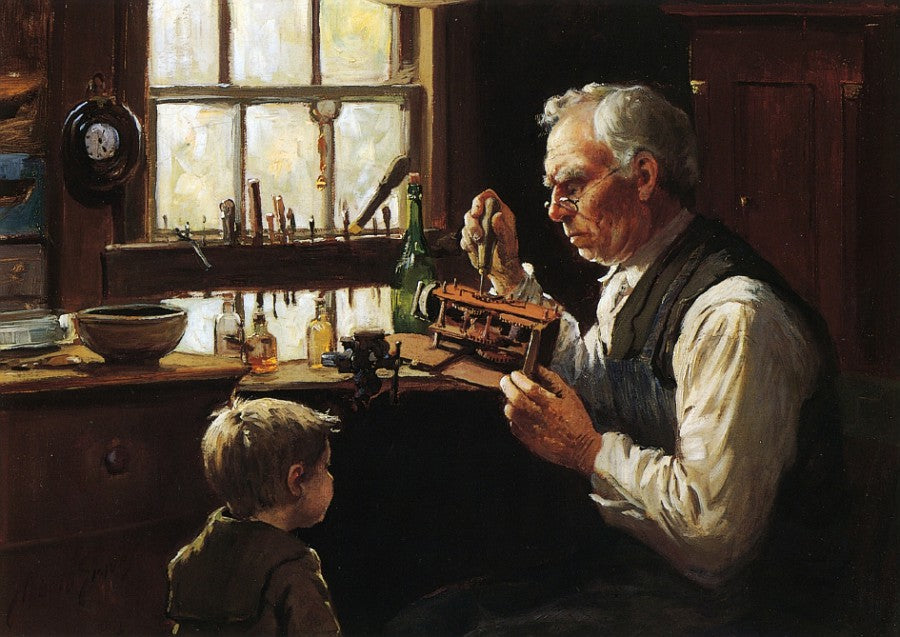 The Village Clockmaker by Abbott Fuller Graves,A3(16x12")Poster