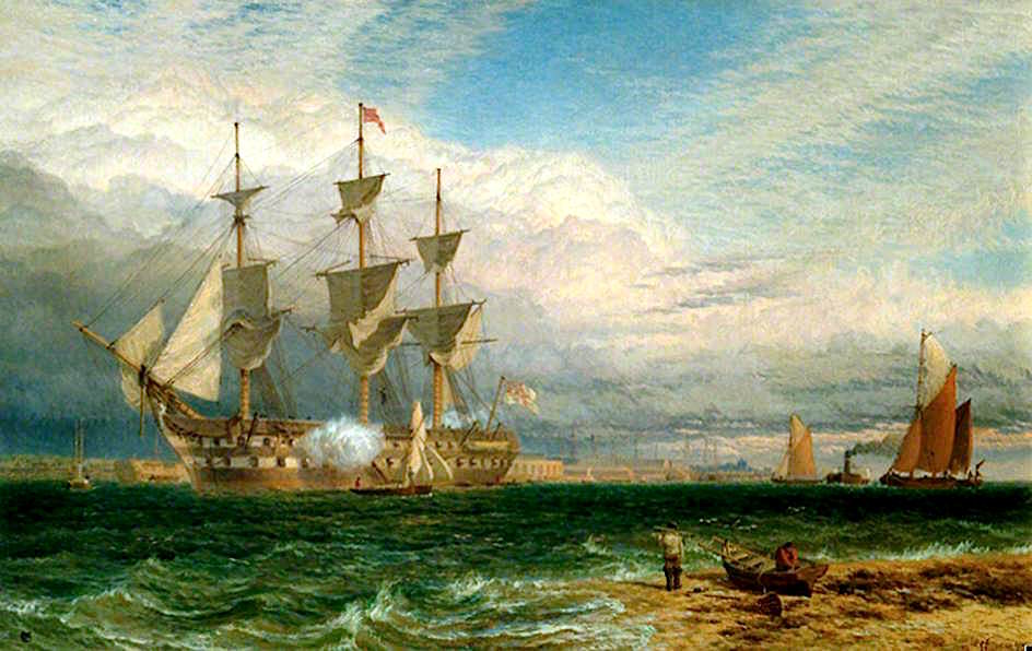 Sheerness, Guardship Saluting, vintage artwork by Henry Dawson, A3 (16x12") Poster Print
